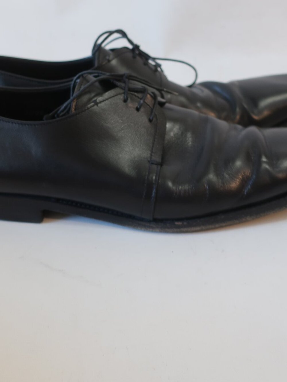 Mens Prada Black Leather Square Toe Oxford Lace Up Shoes 10 1/2 - Picture 8 of 12